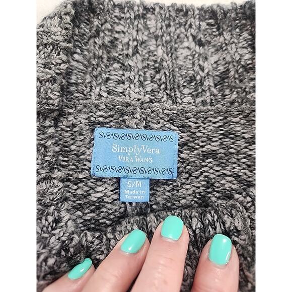 Simply Vera Vera Wanggrey, button-down, high-neck cardigan Size S/M Gray Heather - Picture 2 of 6